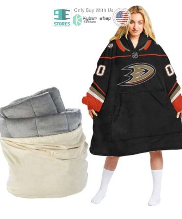 Best Personalized Anaheim Ducks Black Hooded Blanet Hoodie