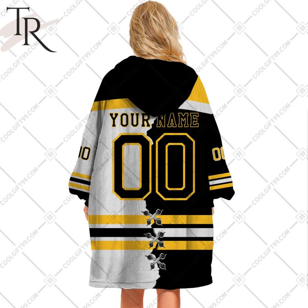 Personalized Nhl Boston Bruins Mix Jersey Blanket Hoodie - Image 3