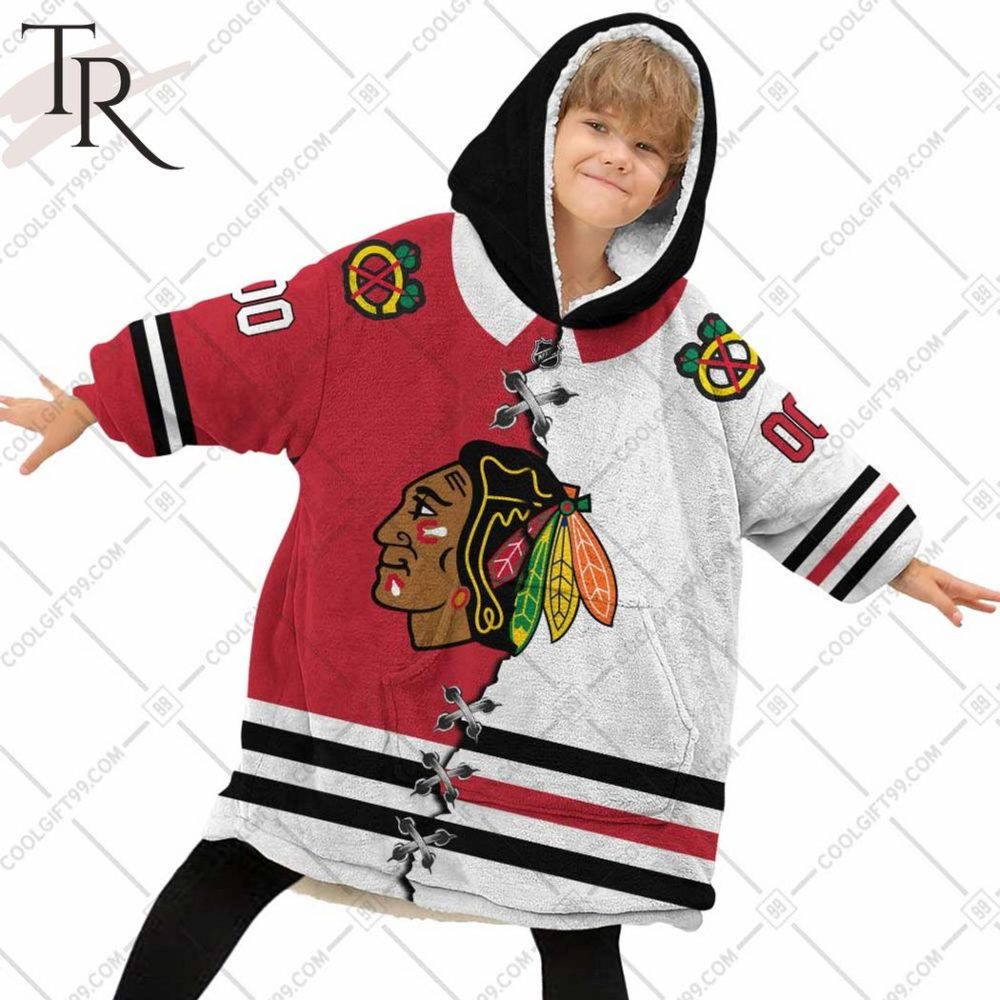 Personalized Nhl Chicago Blackhawks Mix Jersey Blanket Hoodie - Image 4