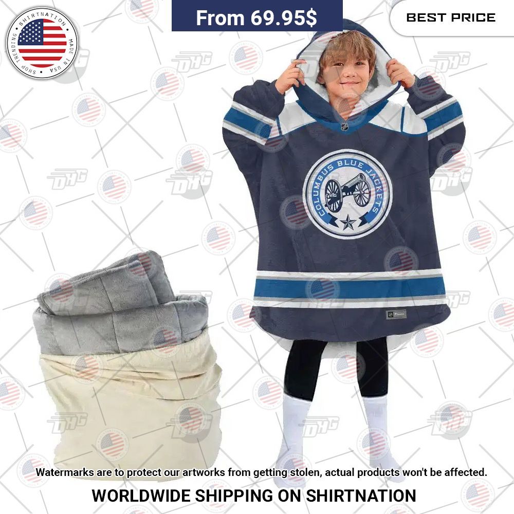Best Custom Nhl Columbus Blue Jackets Blanket Hoodie - Image 2