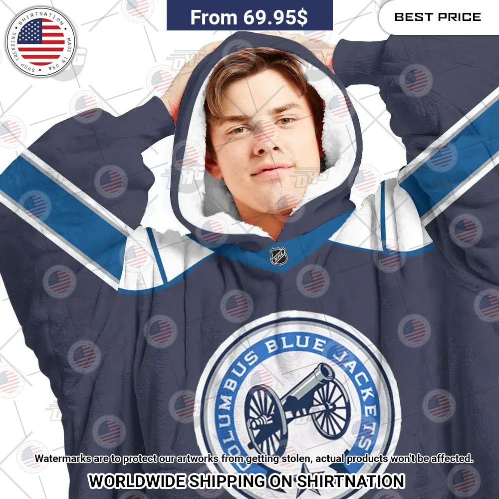 Best Custom Nhl Columbus Blue Jackets Blanket Hoodie - Image 4