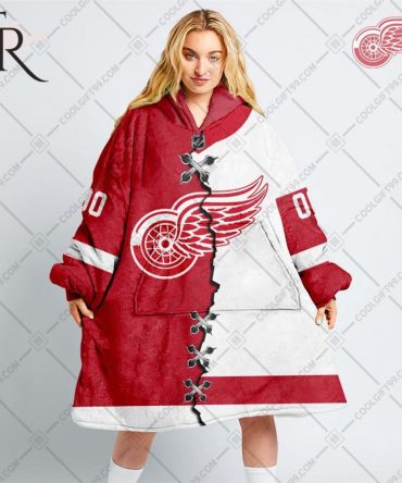 Personalized Nhl Detroit Red Wings Mix Jersey Blanket Hoodie