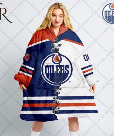 Personalized Nhl Edmonton Oilers Mix Jersey Blanket Hoodie
