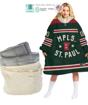 Best Personalized Minnesota Wild Green Hooded Blanet Hoodie