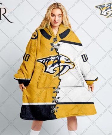 Personalized Nhl Nashville Predators Mix Jersey Blanket Hoodie