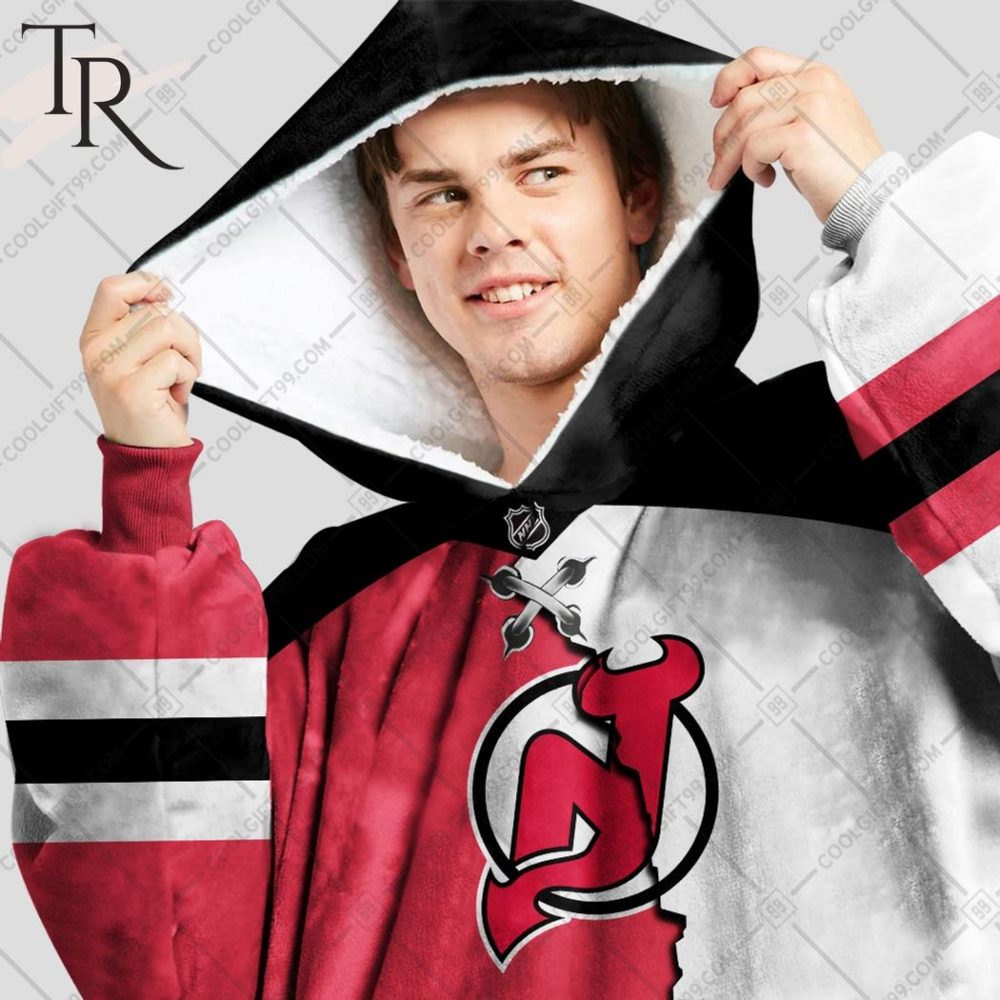 Personalized Nhl New Jersey Devils Mix Jersey Blanket Hoodie - Image 2