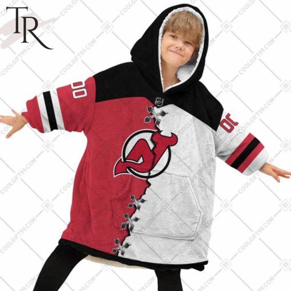 Personalized Nhl New Jersey Devils Mix Jersey Blanket Hoodie - Image 7