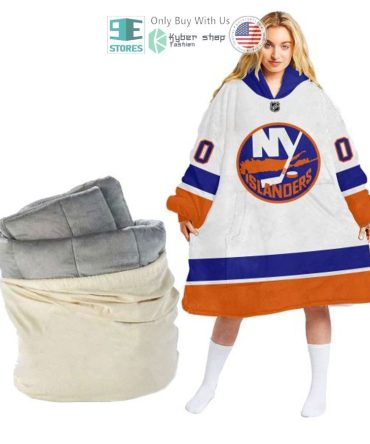 Best Personalized New York Islanders White Hooded Blanet Hoodie