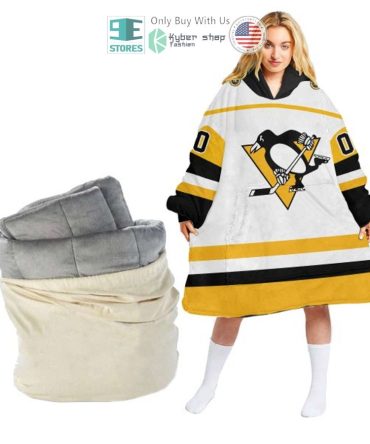 Best Personalized Pittsburgh Penguins White Yellow Hooded Blanet Hoodie