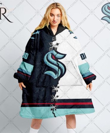 Personalized Nhl Seattle Kraken Mix Jersey Blanket Hoodie