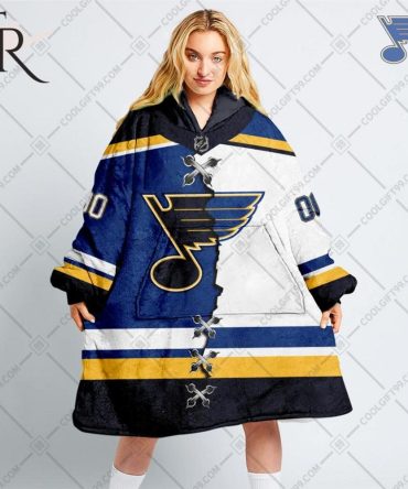 Personalized Nhl St. Louis Blues Mix Jersey Blanket Hoodie