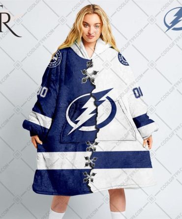 Personalized Nhl Tampa Bay Lightning Mix Jersey Blanket Hoodie
