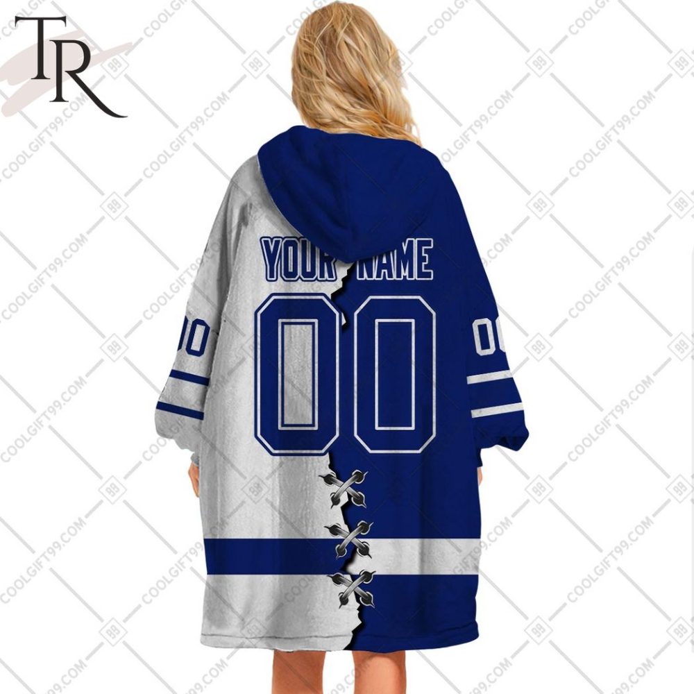 Personalized Nhl Toronto Maple Leafs Mix Jersey Blanket Hoodie - Image 3