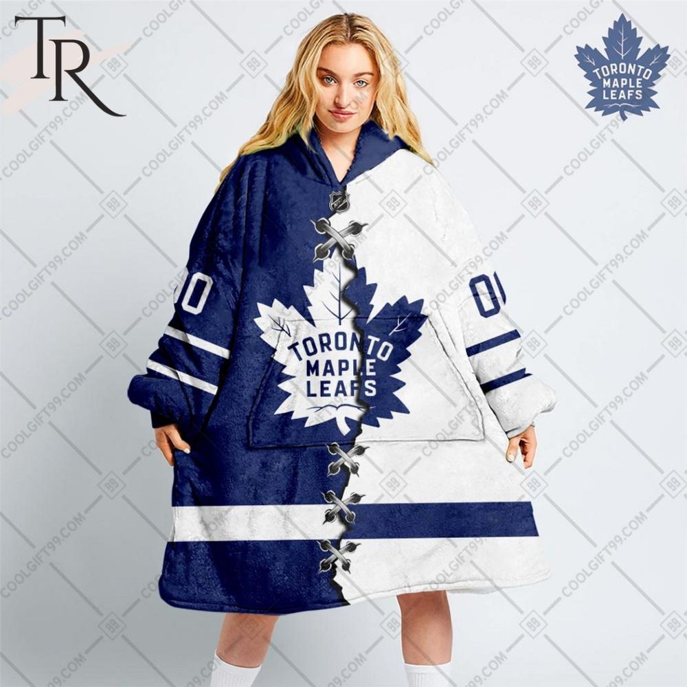 Personalized Nhl Toronto Maple Leafs Mix Jersey Blanket Hoodie - Image 5