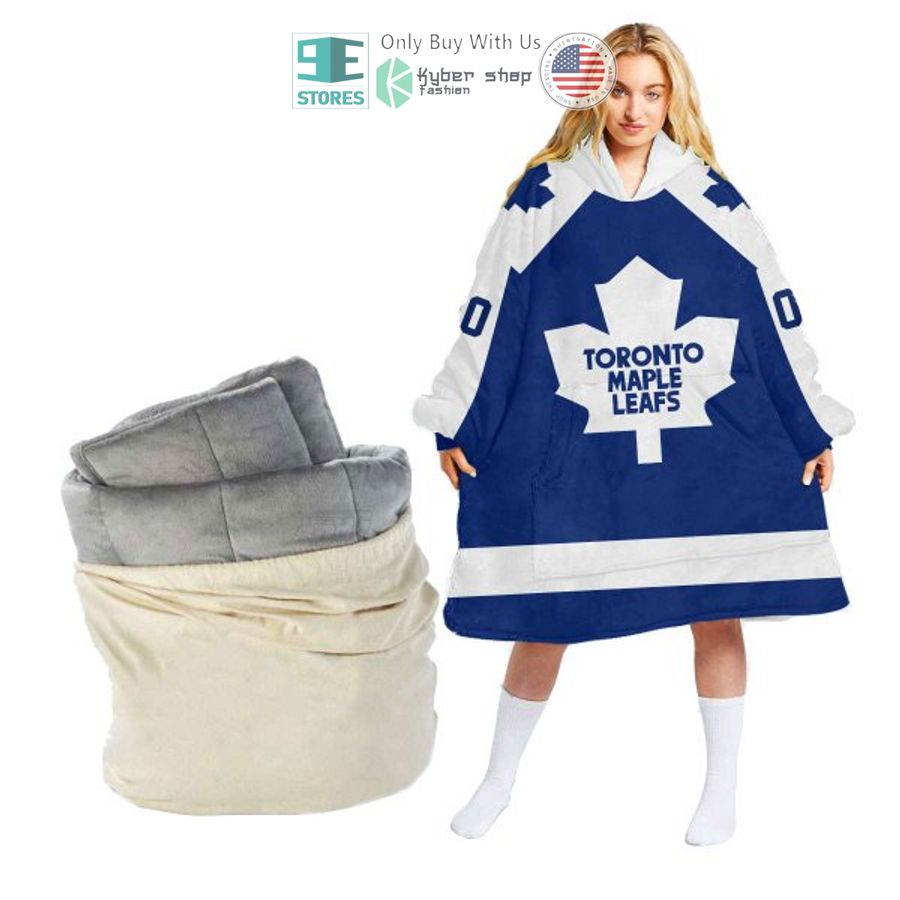 Best Personalized Toronto Maple Leafs White Blue Hooded Blanet Hoodie - Image 2