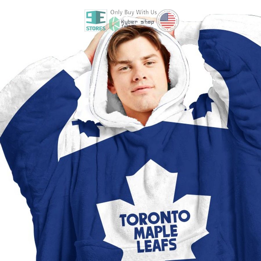 Best Personalized Toronto Maple Leafs White Blue Hooded Blanet Hoodie - Image 3