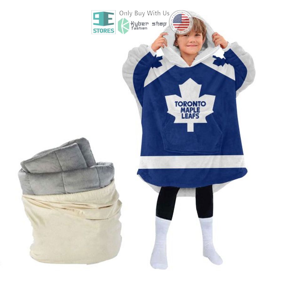 Best Personalized Toronto Maple Leafs White Blue Hooded Blanet Hoodie - Image 4