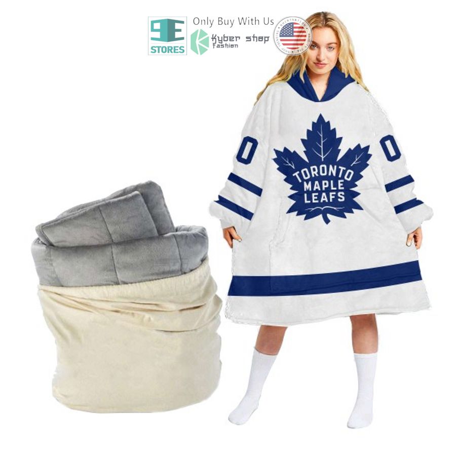 Best Personalized Toronto Maple Leafs White Hooded Blanet Hoodie - Image 2