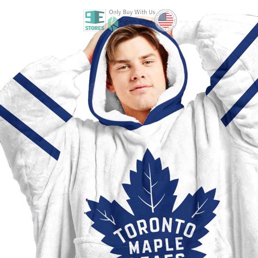 Best Personalized Toronto Maple Leafs White Hooded Blanet Hoodie - Image 3