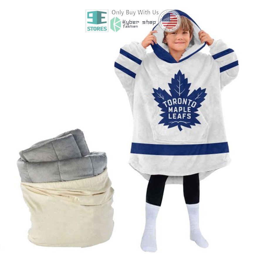 Best Personalized Toronto Maple Leafs White Hooded Blanet Hoodie - Image 4