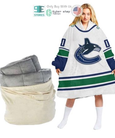 Best Personalized Vancouver Canucks White Hooded Blanet Hoodie