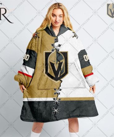 Personalized Nhl Vegas Golden Knights Mix Jersey Blanket Hoodie