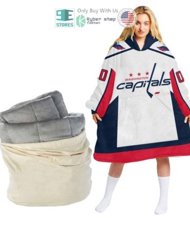 Best Personalized Washington Capitals White Blue Hooded Blanet Hoodie