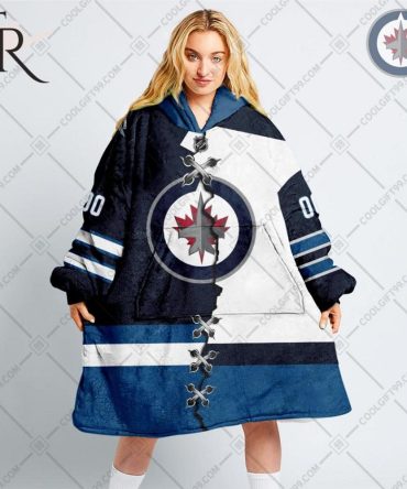 Personalized Nhl Winnipeg Jets Mix Jersey Blanket Hoodie