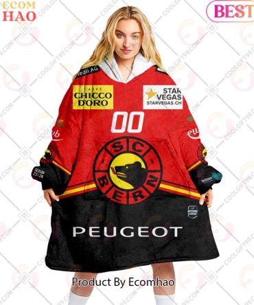 Personalized Nl Hockey Sc Bern Home Jersey Style Oodie, Flanket, Blanket Hoodie, Snuggie