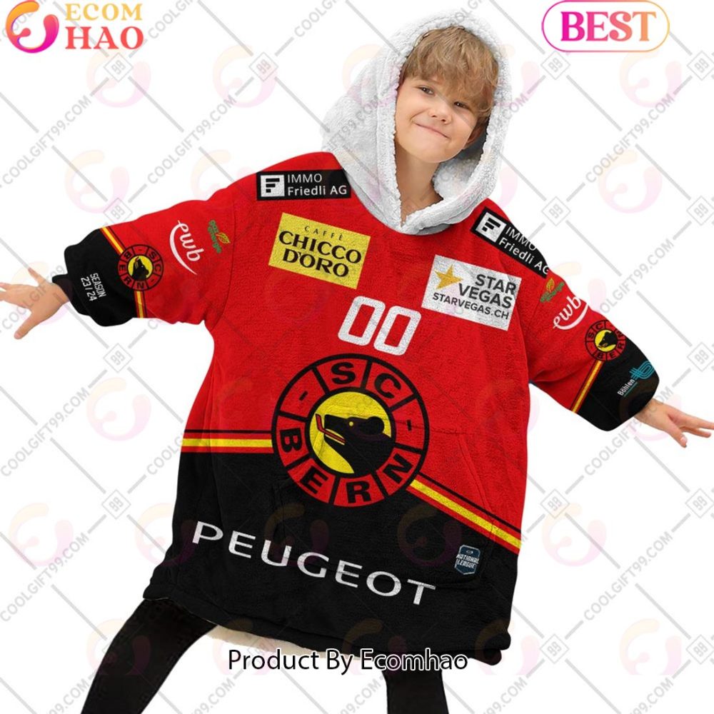 Personalized Nl Hockey Sc Bern Home Jersey Style Oodie, Flanket, Blanket Hoodie, Snuggie - Image 2