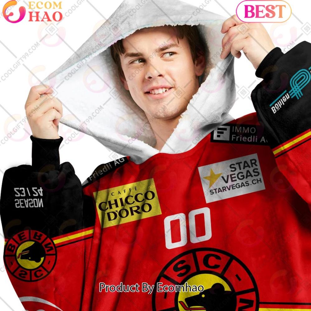 Personalized Nl Hockey Sc Bern Home Jersey Style Oodie, Flanket, Blanket Hoodie, Snuggie - Image 4