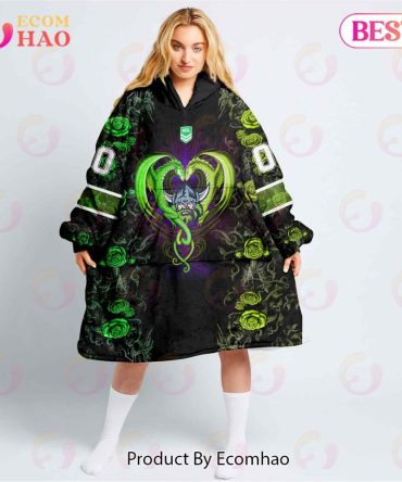 Personalized Nrl Canberra Raiders Rose Dragon Oodie, Flanket, Blanket Hoodie, Snuggie