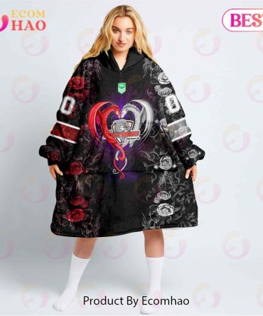 Personalized Nrl Dolphins Rose Dragon Oodie, Flanket, Blanket Hoodie, Snuggie