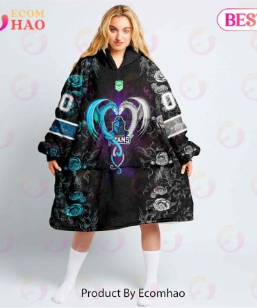 Personalized Nrl Gold Coast Titans Rose Dragon Oodie, Flanket, Blanket Hoodie, Snuggie