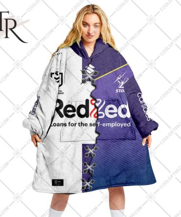 Personalized Nrl Melbourne Storm Mix V2 Jersey Oodie, Flanket, Blanket Hoodie, Snuggie