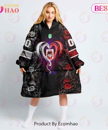 Personalized Nrl St George Illawarra Dragons Rose Dragon Oodie, Flanket, Blanket Hoodie, Snuggie