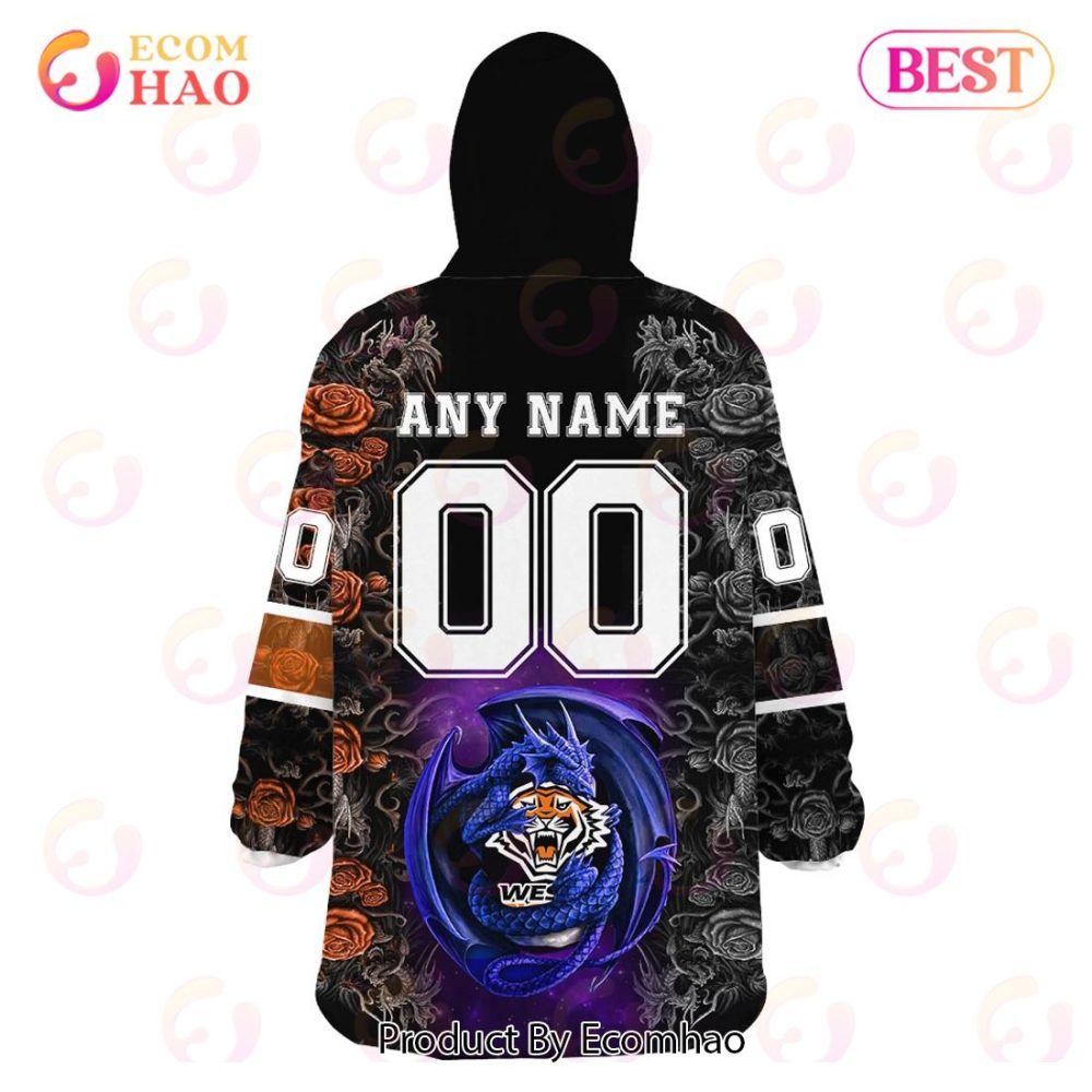 Personalized Nrl Wests Tigers Rose Dragon Oodie, Flanket, Blanket Hoodie, Snuggie - Image 5