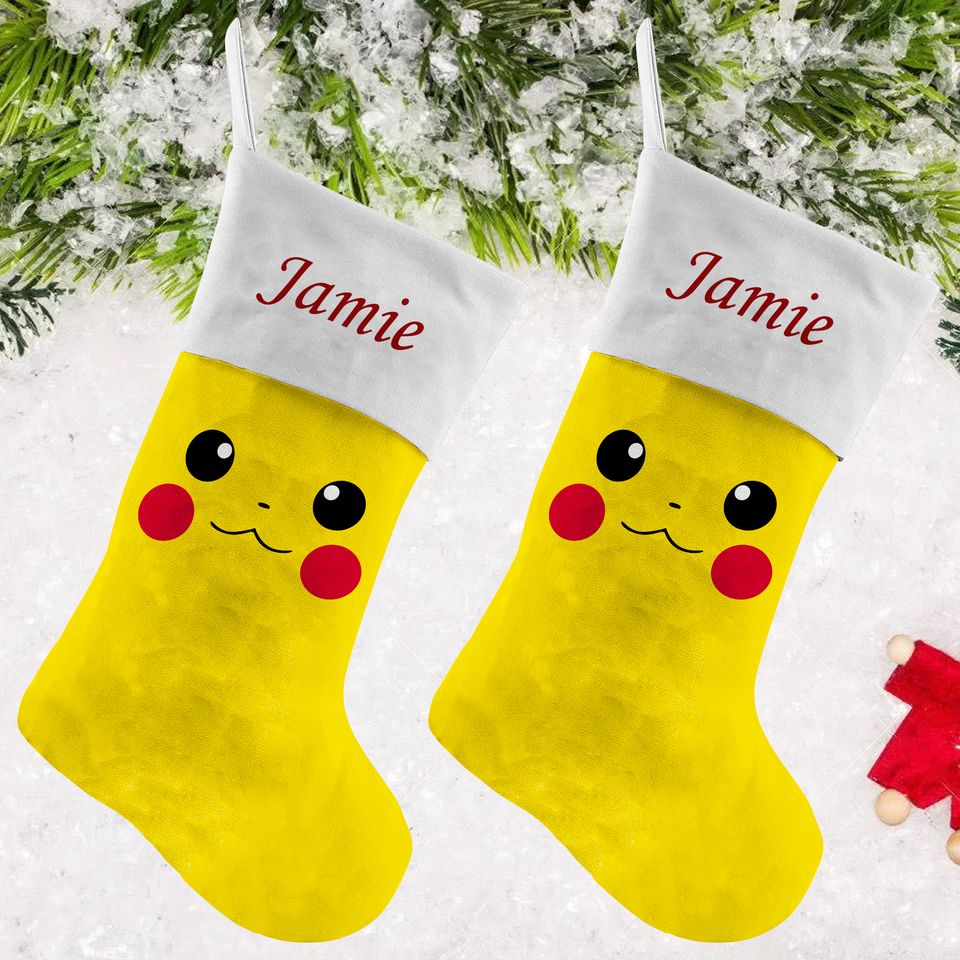 Personalized Pikachu Christmas Stocking - Custom Name Holiday Decor Gift