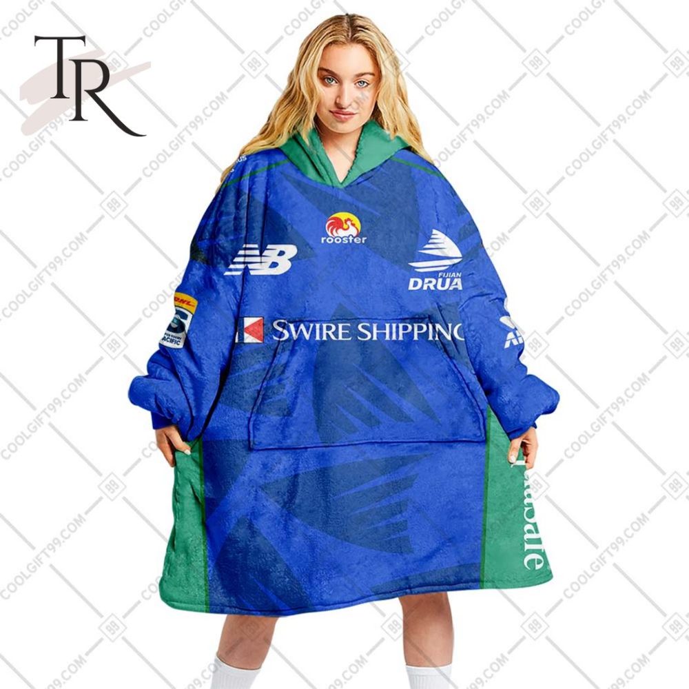 Personalized Super Rugby Fijian Drua Jersey Oodie, Flanket, Blanket Hoodie, Snuggie