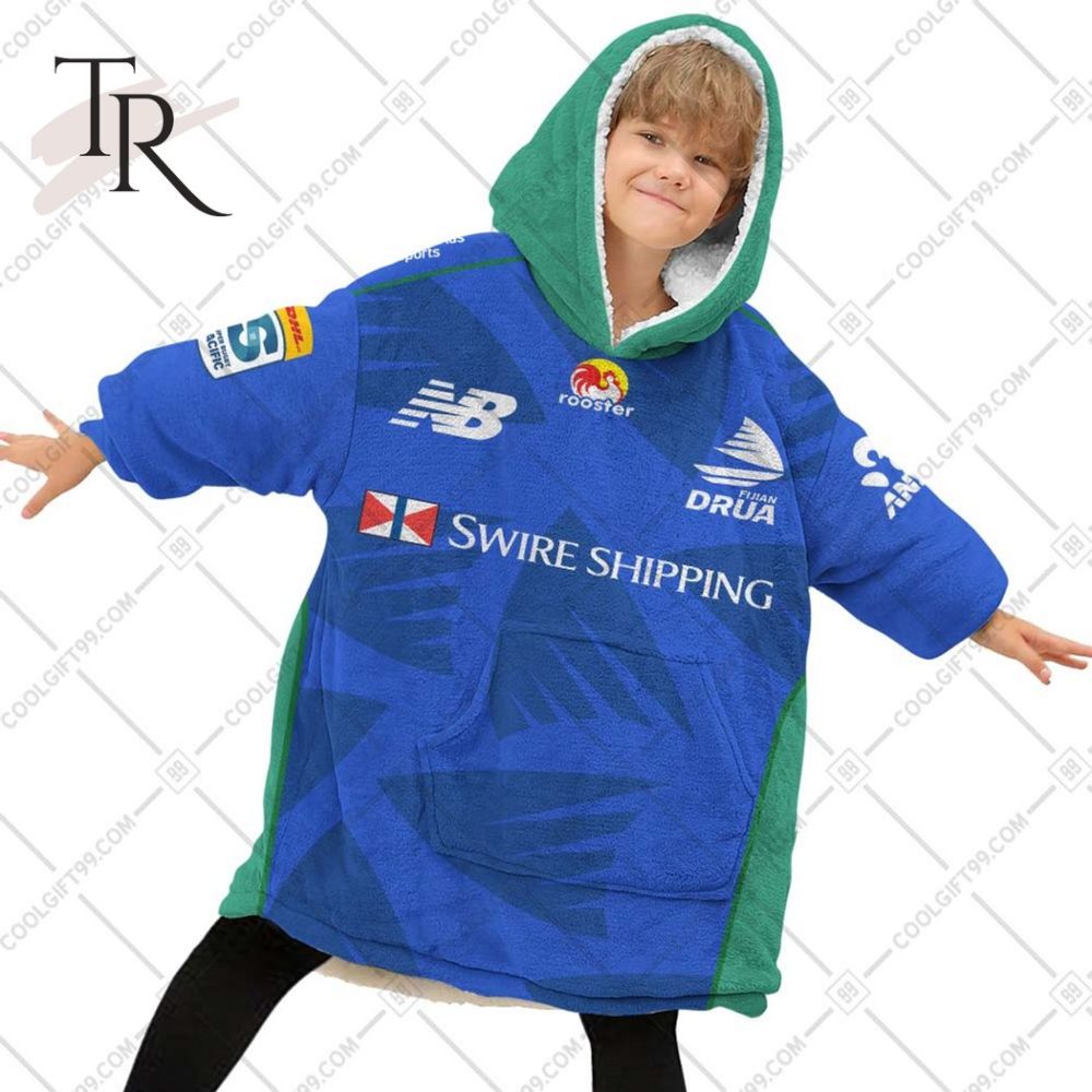 Personalized Super Rugby Fijian Drua Jersey Oodie, Flanket, Blanket Hoodie, Snuggie - Image 4