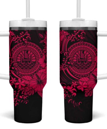 Pink Polynesian Tahiti Island The Wave Of Water Custom Stanley Cup 40 Oz Tumbler With Handle