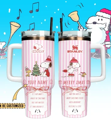 Snoopy Christmas Cartoon Custom Stanley Cup 40 Oz Tumbler With Handle