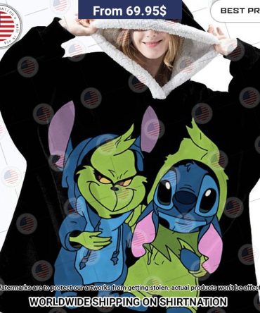 Stitch And Grinch Hoodie Blanket