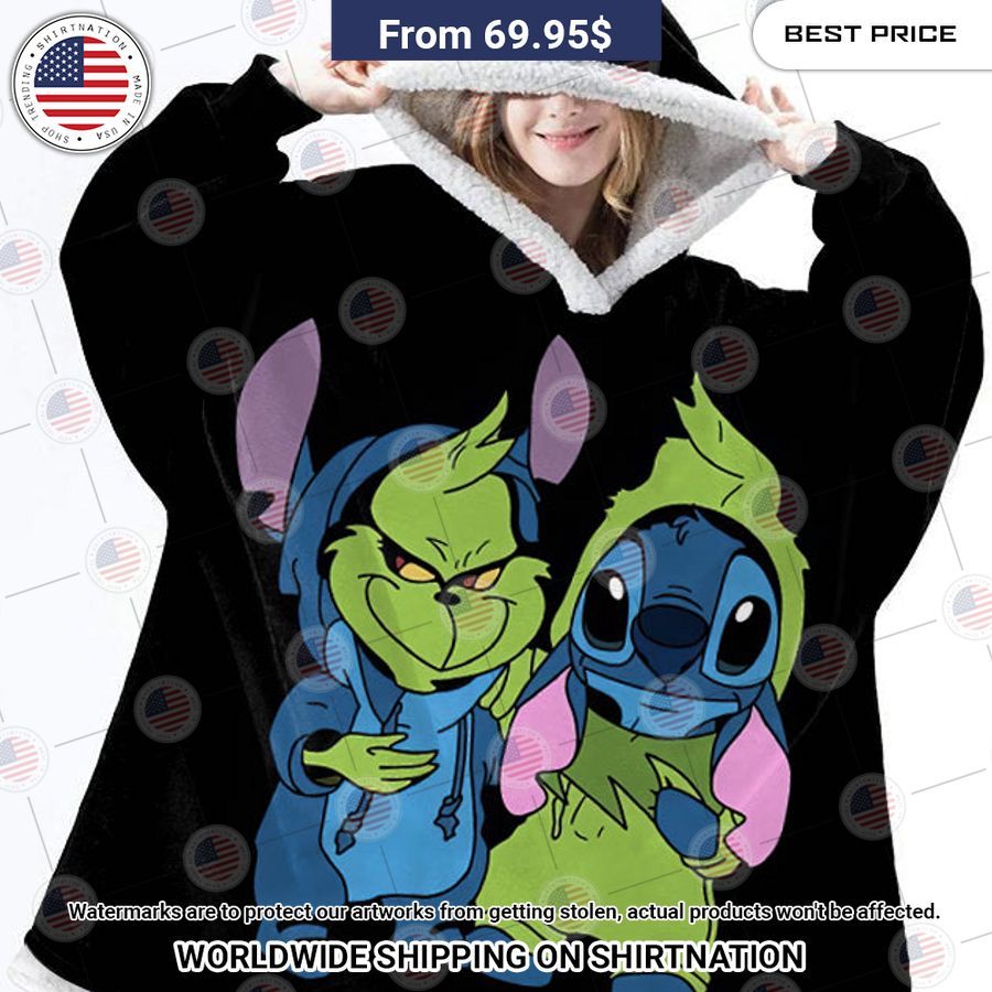 Stitch And Grinch Hoodie Blanket