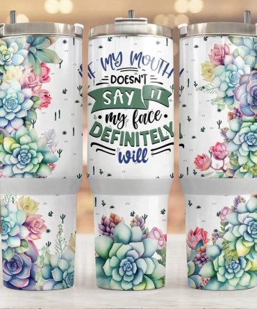 Succulent Flower Custom Stanley Cup 40 Oz Tumbler With Handle