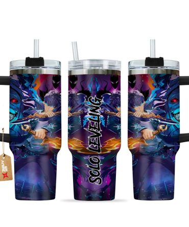 Sung Jin-Woo And Statue Of God Solo Leveling Anime Custom Stanley Cup 40 Oz Tumbler With Handle