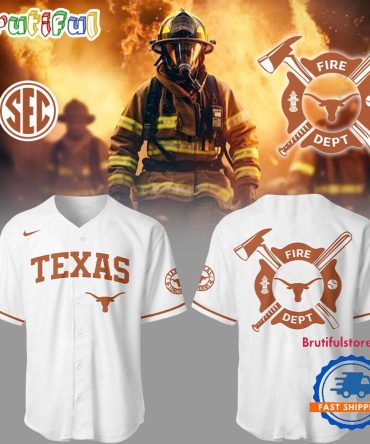 Texas Longhorns X Firefighter Appreciation Night 3D White Baseball Jersey