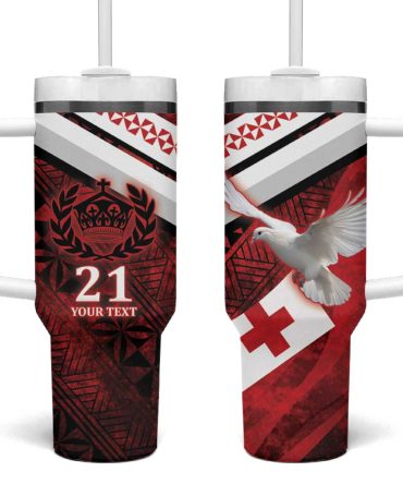Tonga Xiii Rugby Tribal Tattoo Mate Ma'A Tonga Kupesi Ngatu Grunge Custom Stanley Cup 40 Oz Tumbler With Handle